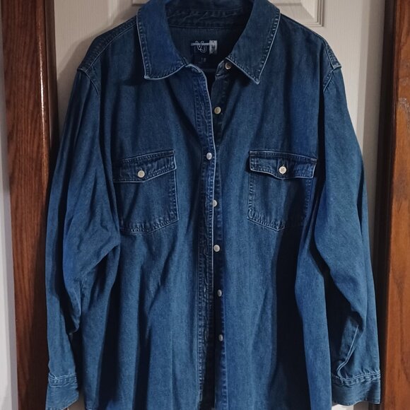 Retro Venezia Long Sleeve Jean Shirt (Womans) 3X - Picture 1 of 6